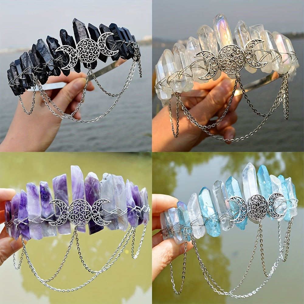 Witch Crown Headband made of Natural Stone and Alloy, perfect for eid celebrations. A stylish and elegant hair accessory for women.