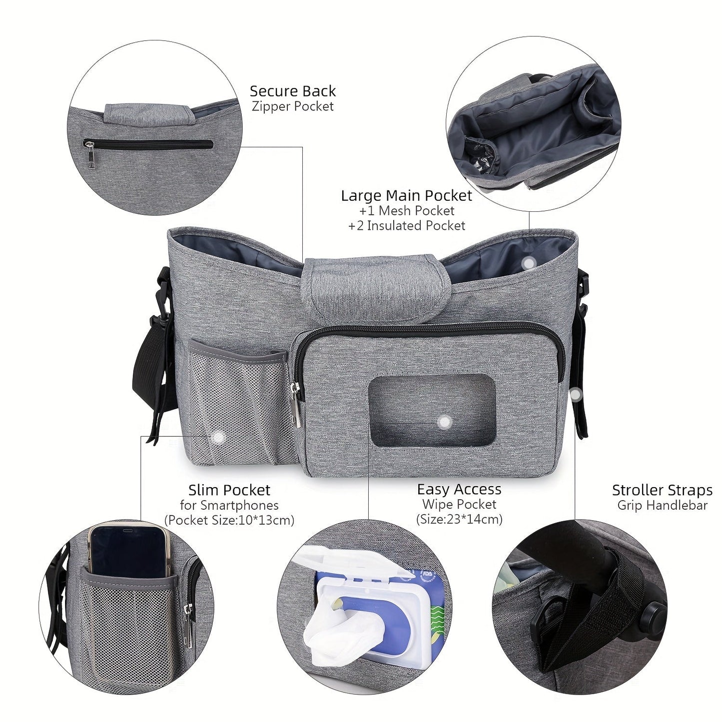 Mummy Bag for Mother and Baby, Convenient Outdoor Storage Bag for Baby Stroller