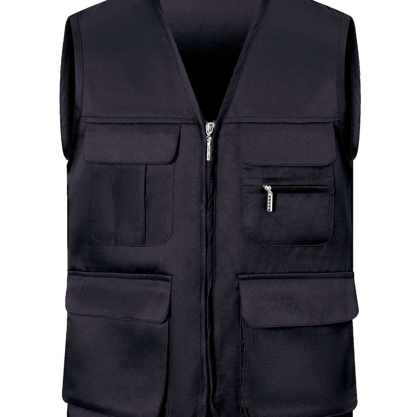 Plus size men's vest with multiple pockets, ideal for hiking and outdoor activities.