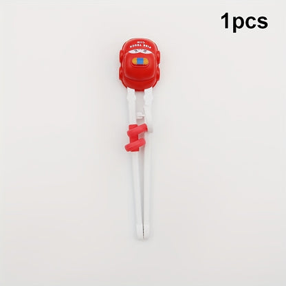 Kids cartoon car style practice chopsticks, 3.5cm/1.3in, 3-6 years, plastic material, solid pattern.