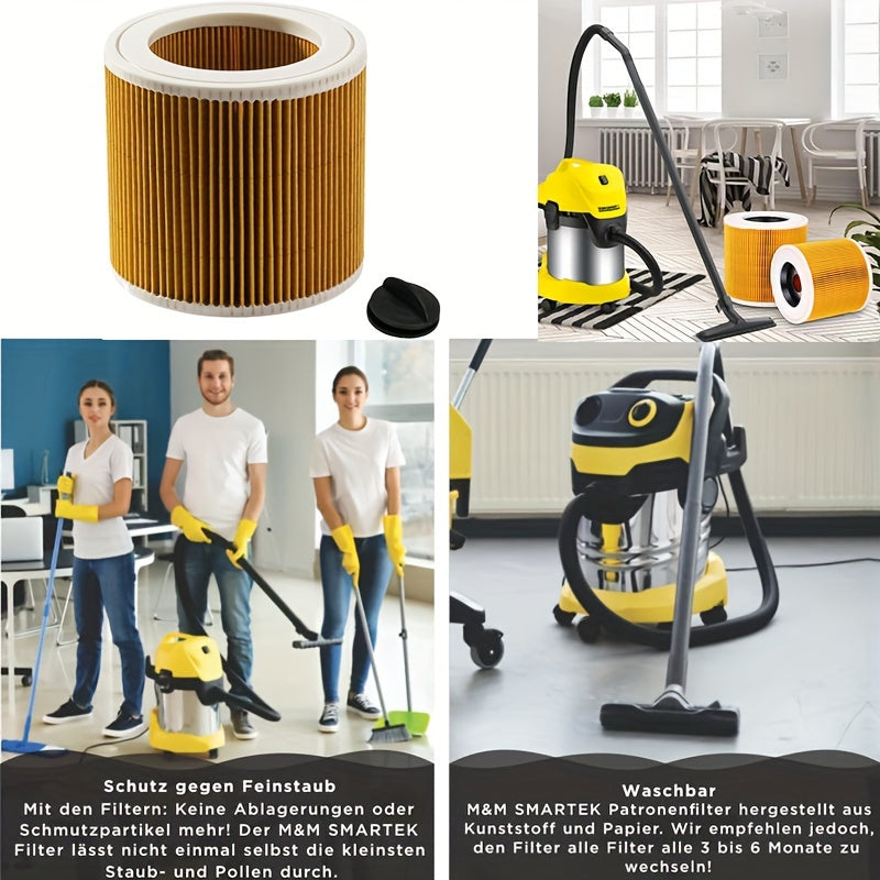 Фильтр для Karcher A 2204, 2254, 2101, 2201, WD2, WD3, MV2, MV3, WD2.200, WD3.500 P, WD 3.200 Влажный и Сухой Пылесос - 1 упаковка