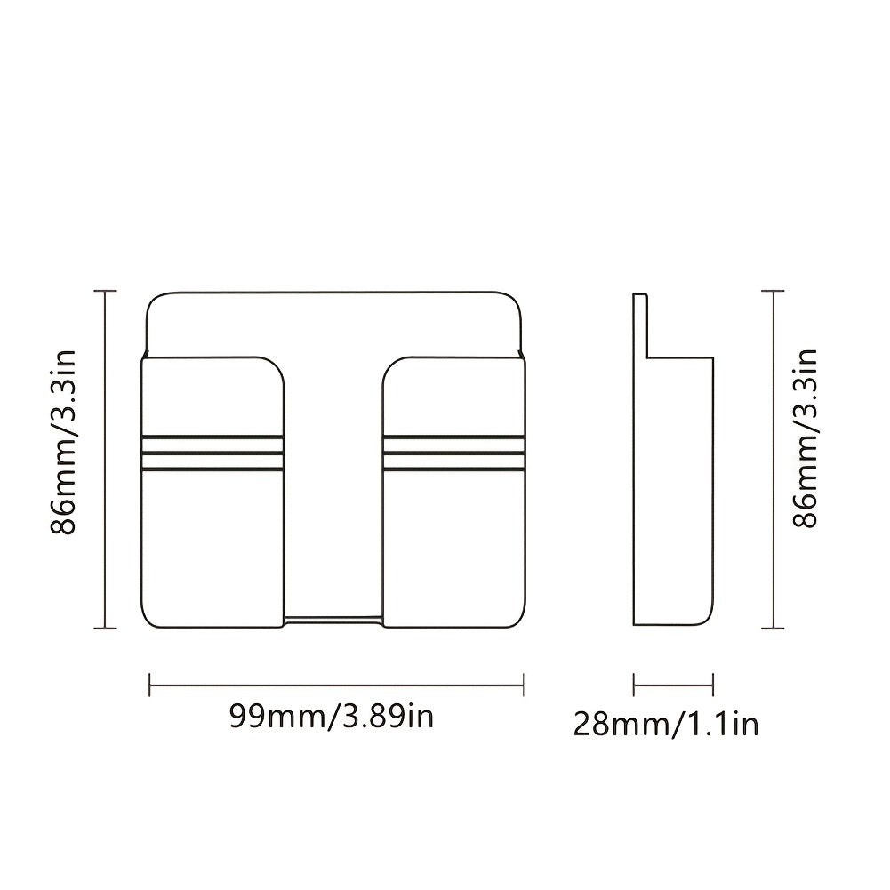 Долговечный настенный телефонный держатель с клеевой основой. Водонепроницаемый ABS-материал с прорезью для кабеля и нескользящей подкладкой. Идеально подходит для хранения в доме, офисе и на кухне.