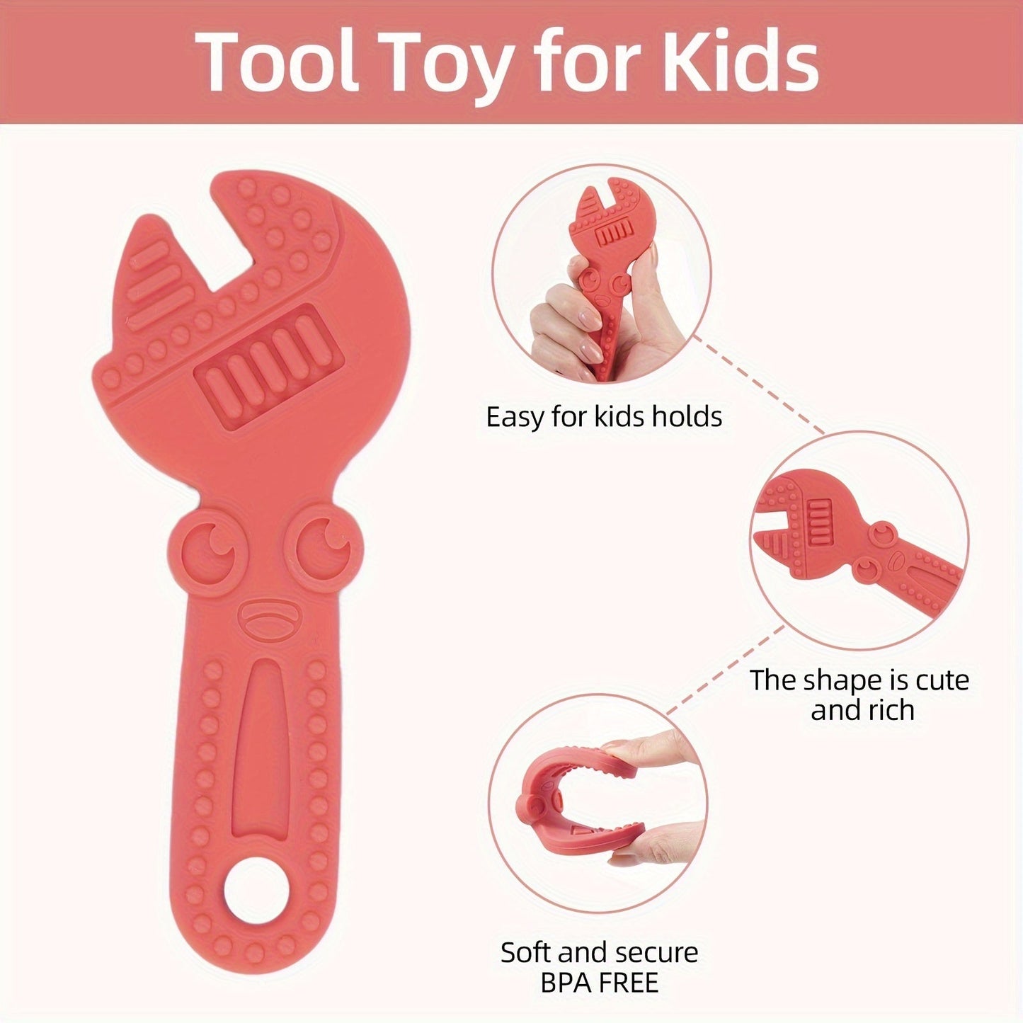 TYRY.HU 4-Pack Baby Tools Toys, Made from BPA-Free Silicone, Includes Soft-Textured Hammer, Wrench, Spanner, and Pliers, Perfect for Boys & Girls, Easy to Grip & Clean, Great Gift for Christmas & Thanksgiving