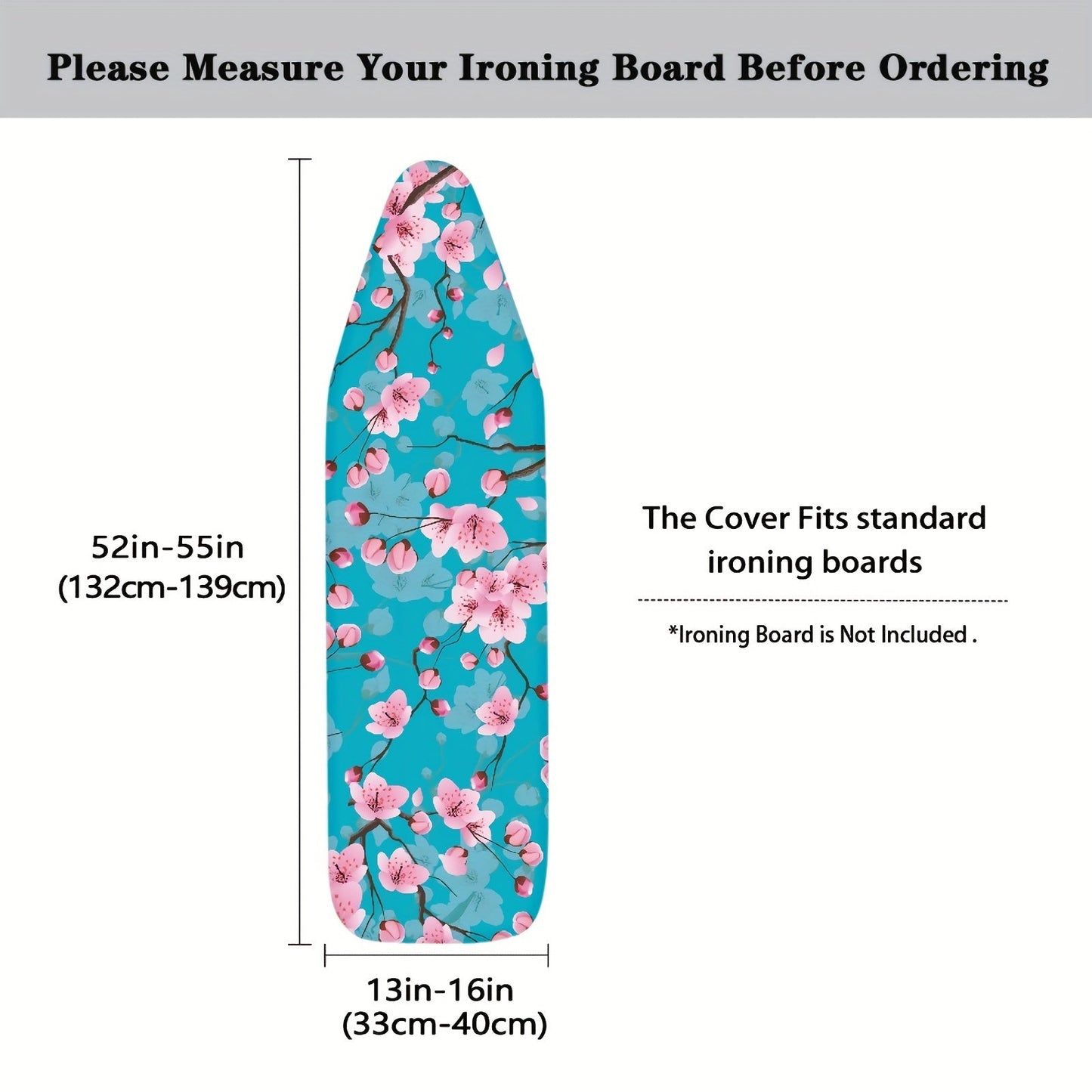 Rshubino Ironing Board Cover featuring a Beautiful Cherry Blossom Design - Non-Heat Resistant, Dustproof, Home Decor Replacement Cover, Simple Installation, 1 Piece