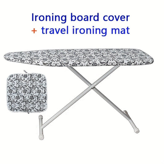 Get a set of two items including an ironing board cover and a travel mat. The ironing cloth cover is three layers thick and comes with two straps and two buckles for a secure and snug fit.