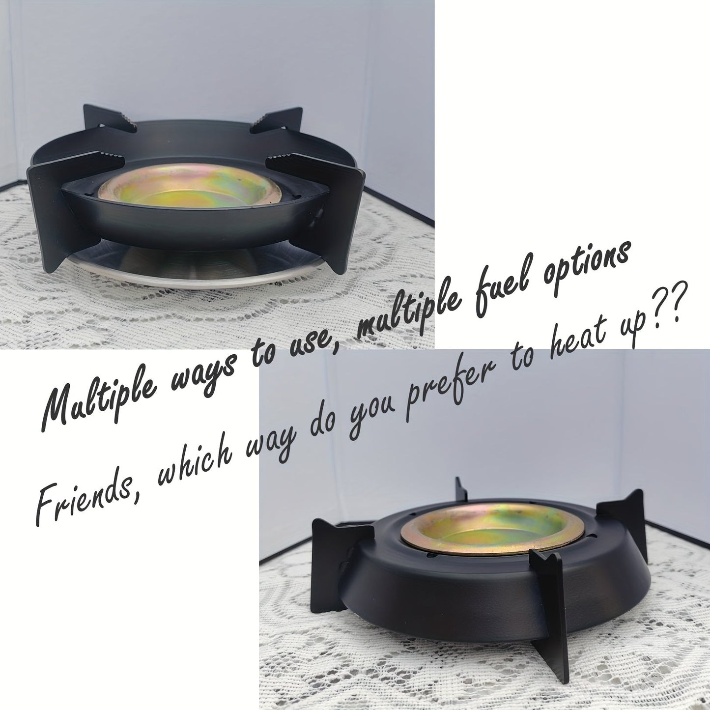 Introducing a versatile Portable Small Desktop Heating Stove Set, perfect for use with a variety of fuels. This multifunctional heating tool offers multiple design placements and features a sturdy stove rack. It can be utilized for tasks such as heating