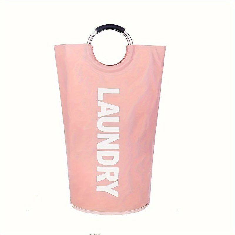 Large capacity laundry basket with waterproof design, padded handle for easy carrying. Vertical foldable design makes it suitable for bathroom, laundry room, balcony, dormitory, and other household organizing and storage needs.