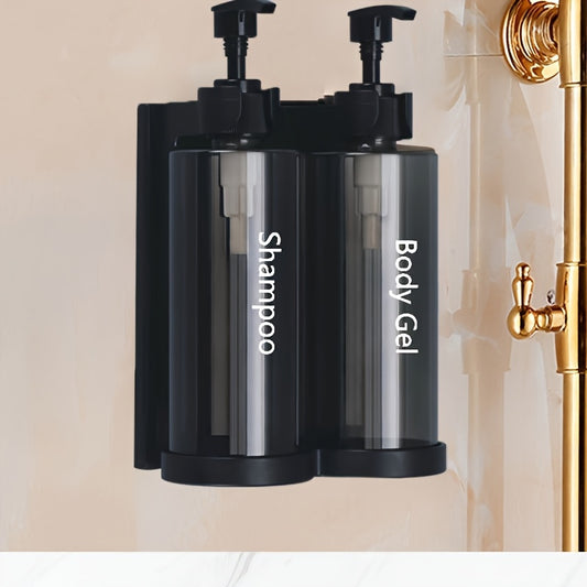 Wall-mounted soap dispenser made of plastic material suitable for hotel bathrooms and household shower storage. Can hold shampoo, hair conditioner, and body wash.