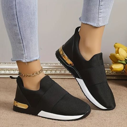 Women's slip-on sneakers with lightweight canvas upper, mesh lining, and non-slip sole, suitable for all seasons and hand washable.