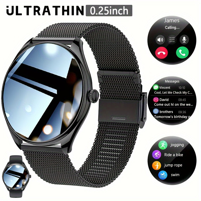 Sleek smart watch gift with 1.43" touch screen, SMS/call functions, Android/iPhone compatible, fitness tracker with 100+ sports modes.