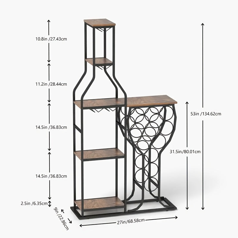 1pc independent drunk driving, can be installed on a steel structure in a fixed position. Includes an 11-bottle wine bread rack, 5-tier freestanding wine rack with glass holder, home bar