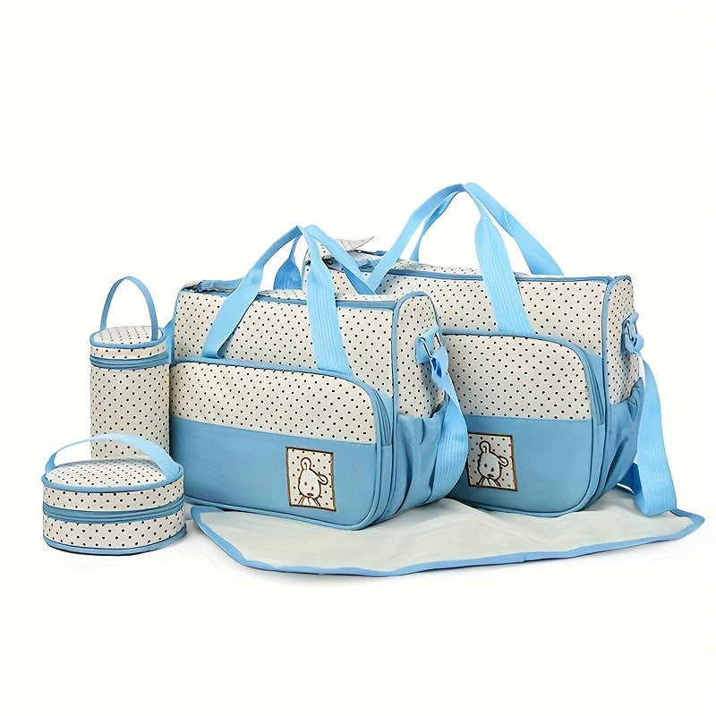 Set of 5 versatile mommy bags, including a spacious crossbody bag, shoulder bag, and portable diaper bag with large capacity.