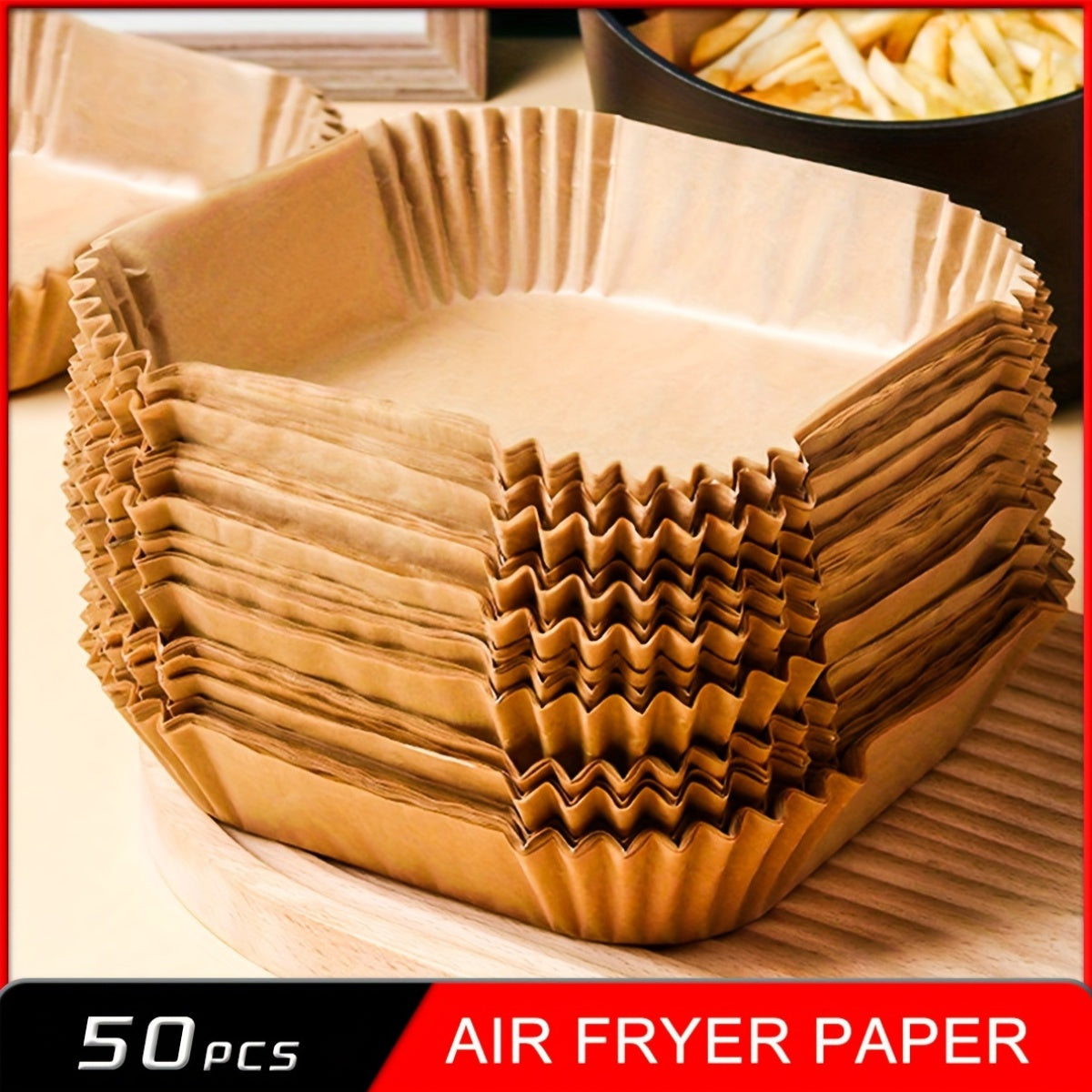 Non-stick Disposable Paper Pads for Air Fryers, Perfect for Square Baking and Safe for Use in Ovens and Microwaves. Simplify Cooking and Cleaning, Promote Healthier Meals. Ideal for Hotels and Commercial Kitchens.