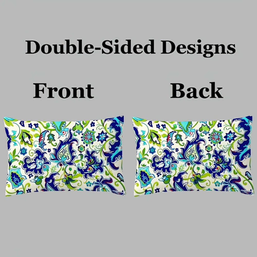 DIJIULU8093 - Set of Two Vibrant Turkish Tile Floral Pattern Pillow Covers, 30.48x50.8 cm, Made of Double-Sided Short Plush Polyester, Ideal for Decorating Sofas and Bedrooms