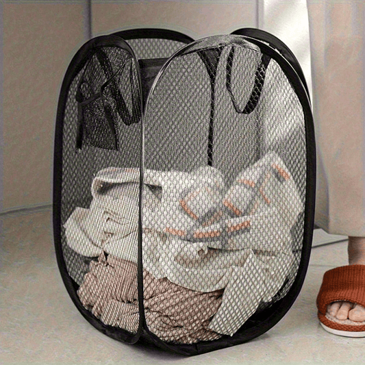 Large Pop-Up Laundry Hamper with Handles - Convenient Foldable Mesh Basket for Sorting Dirty Clothes - Ideal for Bathroom, Bedroom, or Dorm Room Organization - Laundry Solution for Easy Storage & Transport