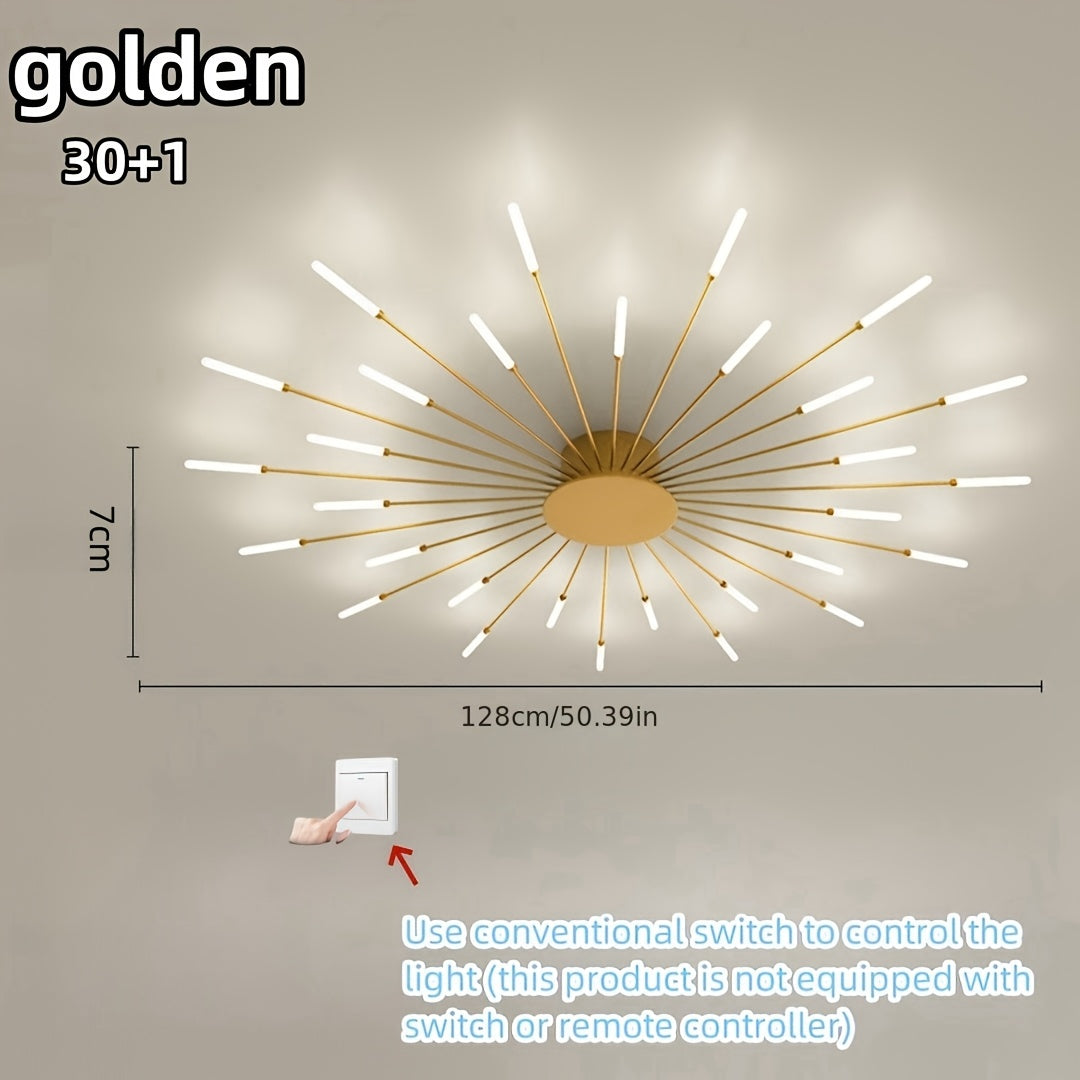 Contemporary LED ceiling lamp in warm white perfect for indoor living spaces such living room, dining room, or bedroom.