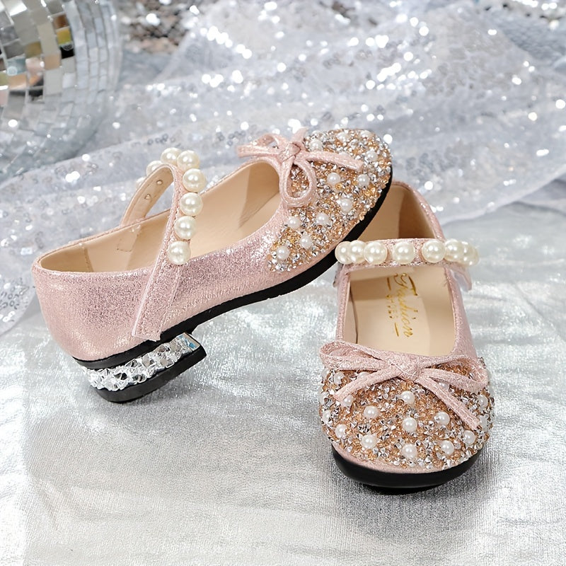 Summer Crystal Princess Shoes with Soft Soles for Little Girls and Toddlers.