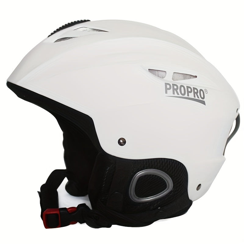 PROPRO High-Performance Ski Helmet for Men & Women: Durable PC material, integrally-molded with ventilated vents, adjustable strap, carbon fiber side panels. Includes free gift. Ideal for