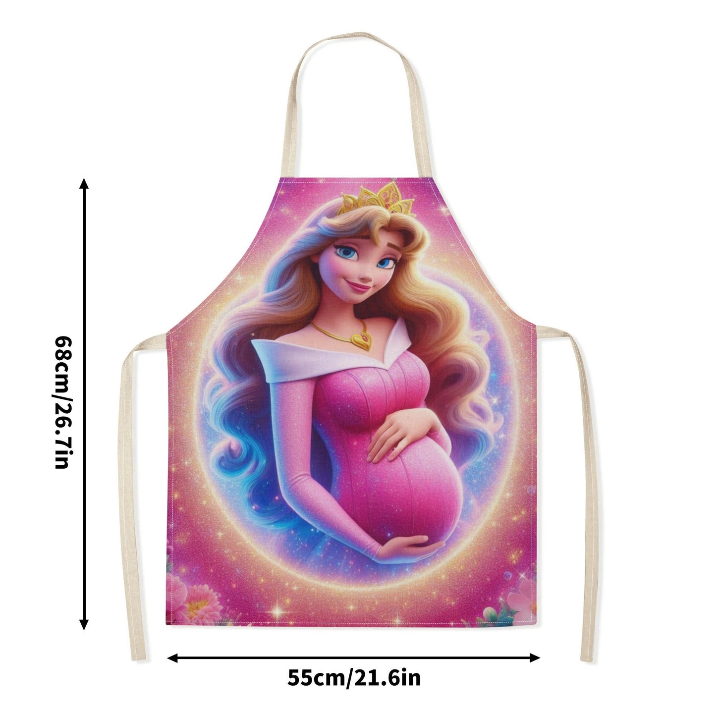 Waterproof apron featuring Elsa from Disney, with a vibrant cartoon princess print. Made of durable polyester, perfect for use at home, in restaurants, cafes, and supermarkets. Ideal for restaurant usage with its waterproof polyester material.