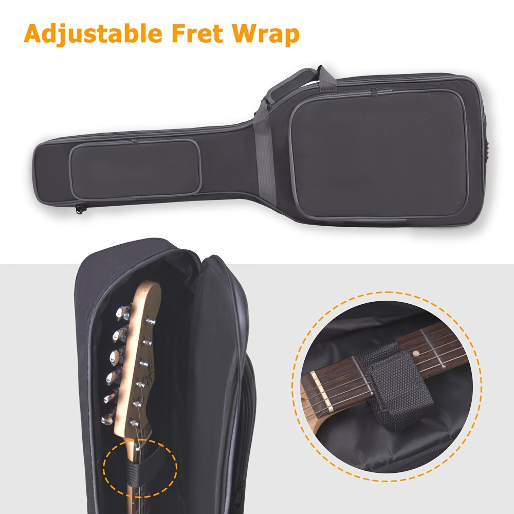 12mm black thickened electric guitar storage bag with fixed head, suitable for electric bass, waterproof, dustproof, shockproof, and portable.