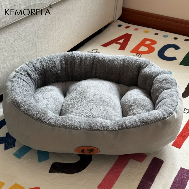 KEMORELA Classic Plush Pet Bed for small to large pets, made of thickened round cat and dog nest with warm deep sleep mat. Made from non-electric polyester fiber material in multiple sizes.