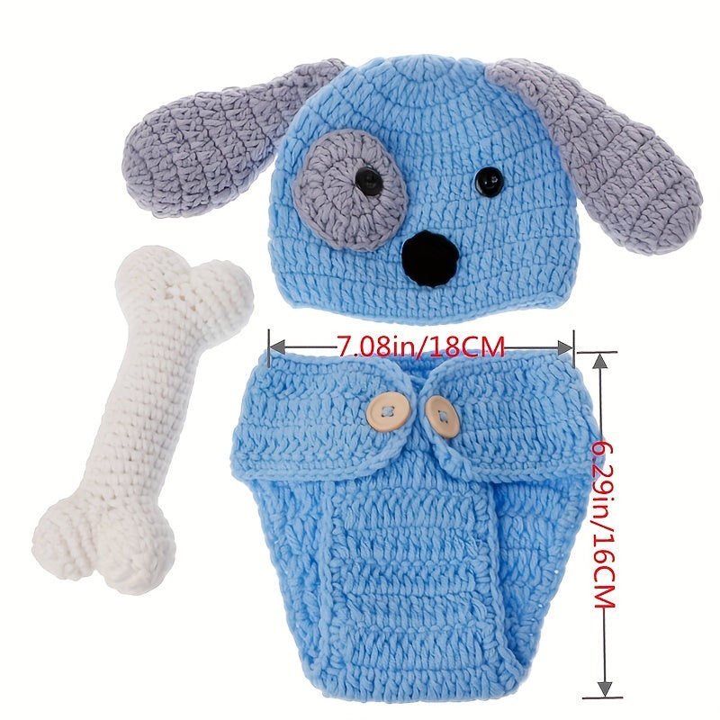 Cute Baby Blue Dog Hat Short Suit - Ideal for Infant Photoshoots, Christmas, Halloween, and Thanksgiving Day Present