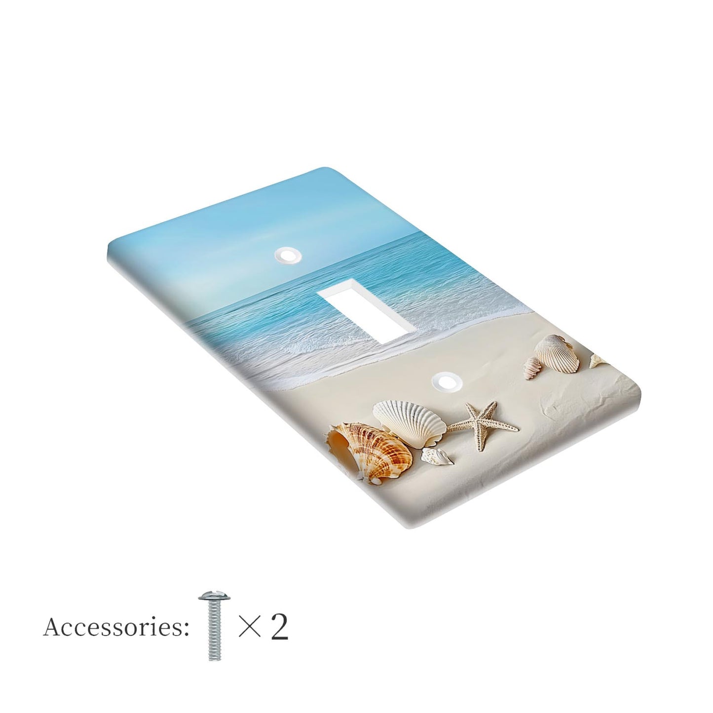 1pc Beach Ocean Theme Light Switch Cover for bedroom or bathroom. Easy to clean, no electricity required. Available in 1 or 2 gang sizes.