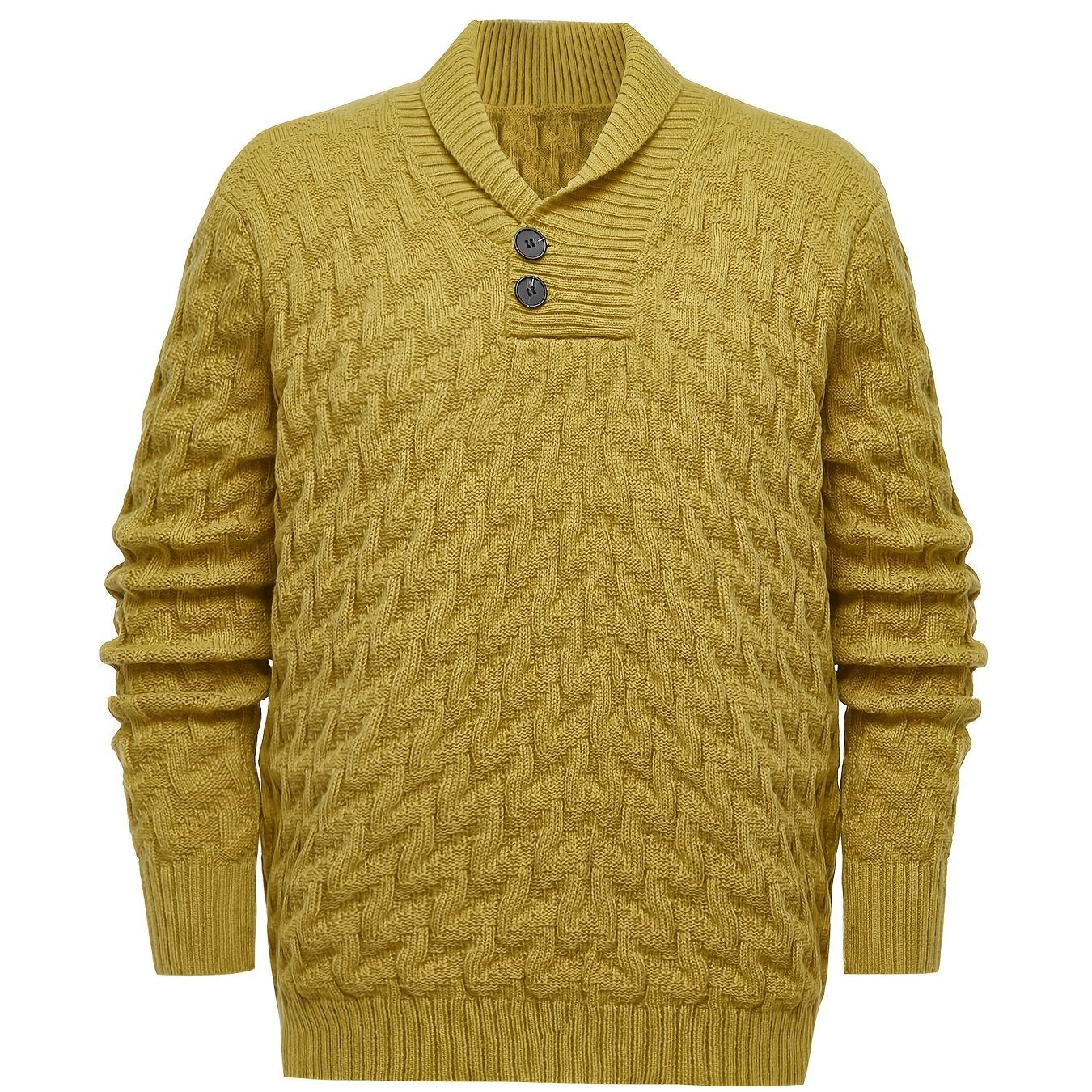 Men's plus size knit sweater with button detail, perfect for autumn/winter.