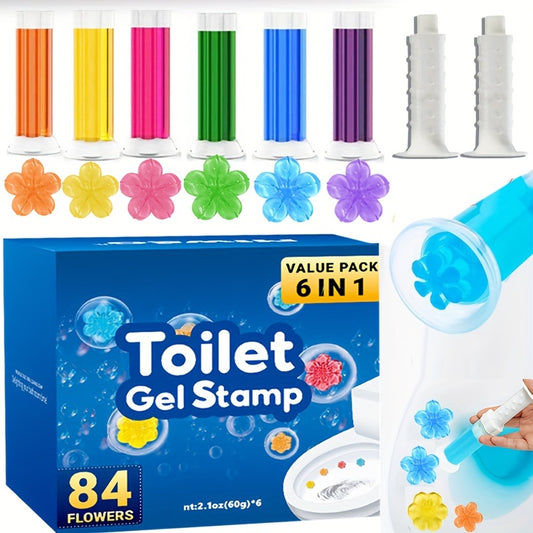 6pcs/84 Count Toilet Bowl Cleaner Gel Stamps with Fresh Flower Scent, Stops Limescale and Stains, Air Freshening, Deodorizing Clean