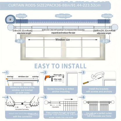 Elegant and versatile curtain rod that can be mounted on walls in the living room, bedroom, dining room, kitchen, and hallway.