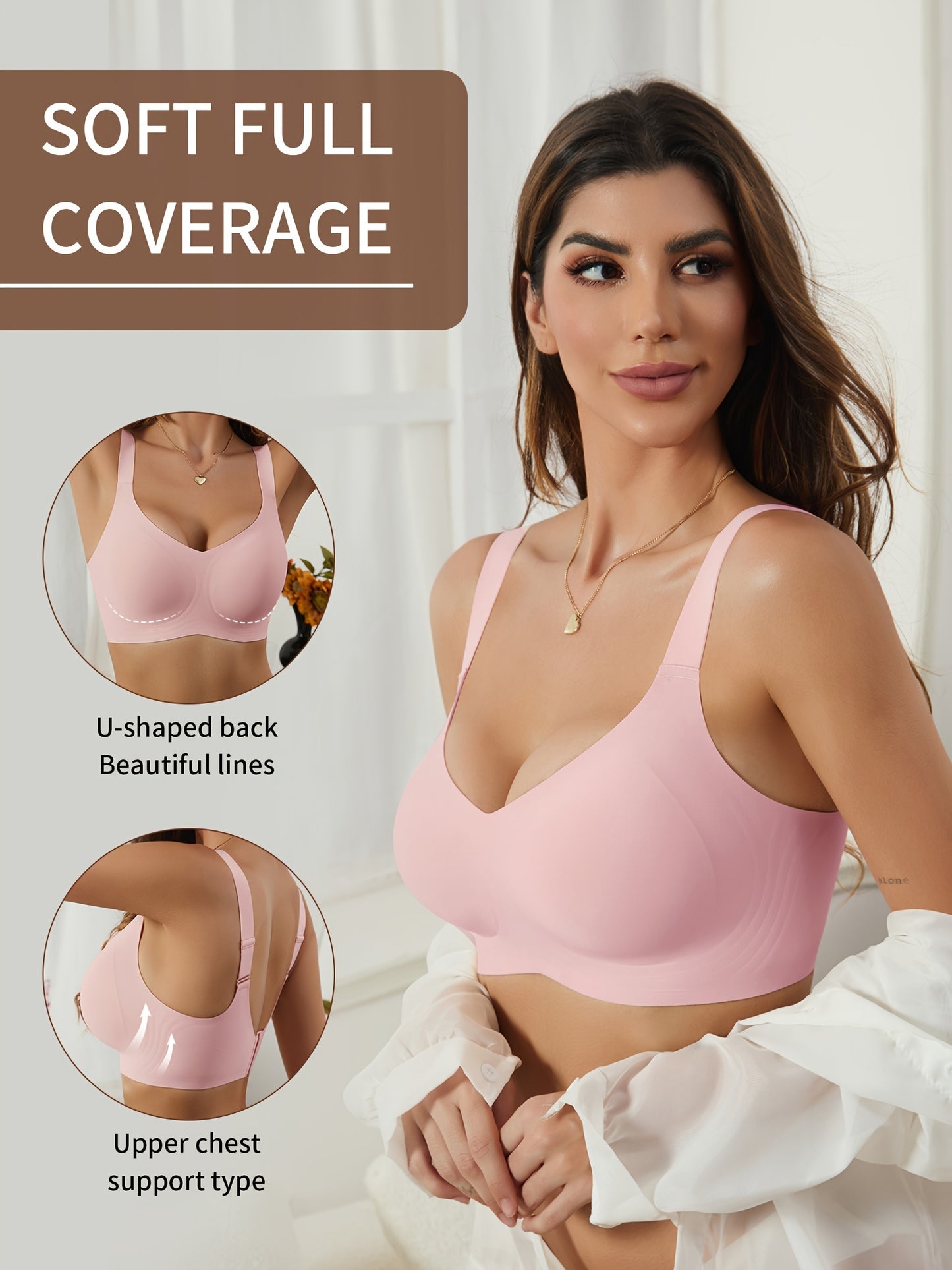 Seamless wireless push-up sports bra for women.