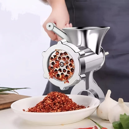 Thickened design Aluminum Manual Sausage Stuffer with Multifunctional 15 Type Meat Grinder for Home Use. Make Homemade Sausages, Crush Pepper, and Fill Paste with Ease.