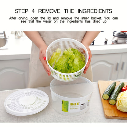 1pc Kitchen tool that is a multi-functional PP salad spinner, colander basket, and drainer measuring 24.51cm. No-power required for quick and healthy preparation of fruits and vegetables.