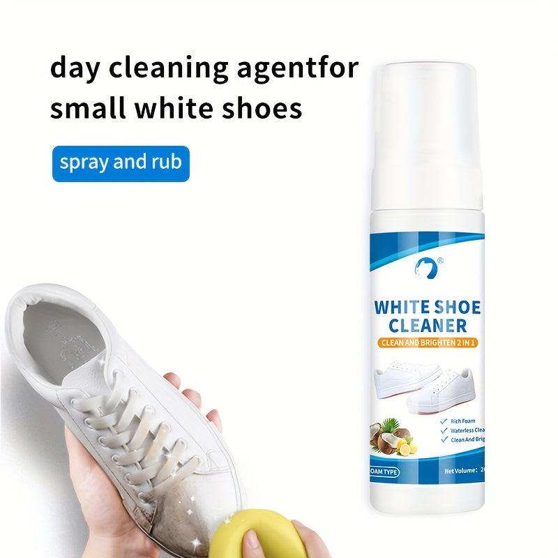 1 unit of 200ml/6.76oz Whiten Shoe Cleaner that acts as an oxidizing reduction agent, providing decontamination and whitening repair for white shoes. This multi-functional cleaner is