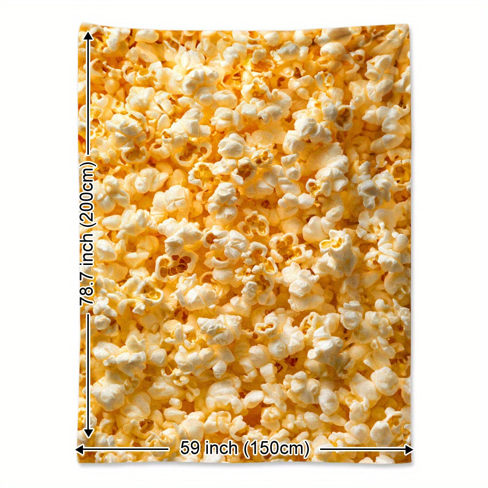 Soft and Cozy Popcorn-Themed Flannel Throw Blanket - Ideal for Napping, Camping, Travel, and Home Decor - Great Gift for Food Lovers