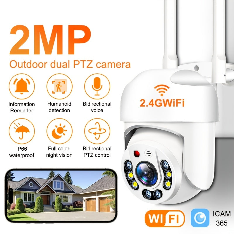 Experience high-quality outdoor surveillance with the 1pc Outdoor Wireless Security Camera. This camera offers 1080P Full HD resolution and a 360-degree panoramic view for comprehensive monitoring. Stay connected with the 2.4G WiFi connection and enjoy