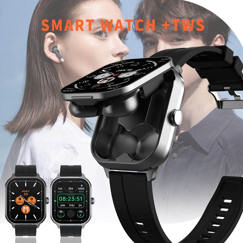 All-in-one smart watch with headphones - call and message alerts, customizable faces, sports modes, high-definition display, long battery life - great gift for all.