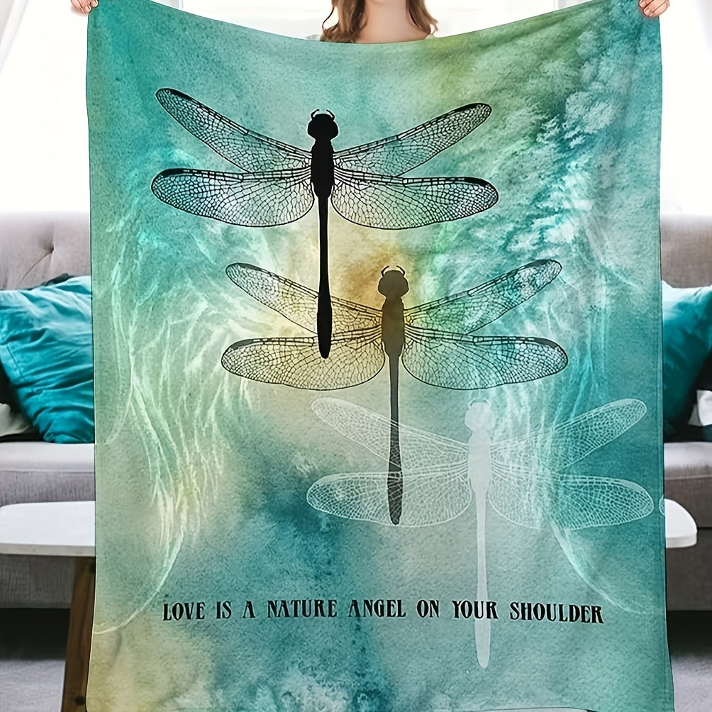 Colorful Dragonfly Throw Blanket - Cozy, Soft, and Versatile Blanket for Home, Office, or Travel - Great Gift for Anyone