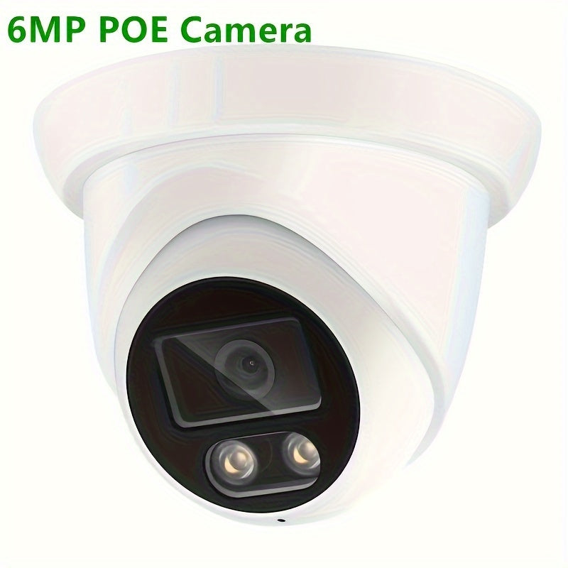 4K/8MP, 6MP, 2K/4MP Dome Camera with audio for indoor and outdoor use. Features POE, H.265 compression, wide 2.8mm lens, and full-color night vision. Compatible with NVR, easy installation