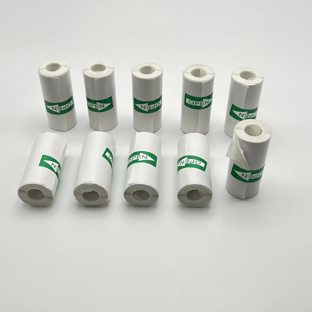 10 Rolls mini self-adhesive thermal paper printer labels for 57mm inkless printers.