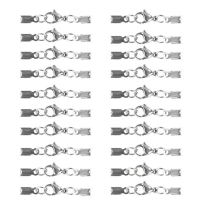 Set of 20 stainless steel rope buckle clip lobster clasps for combination necklaces, featuring a sleek design and durable stainless steel material. Ideal for jewelry crafting and accessorizing.