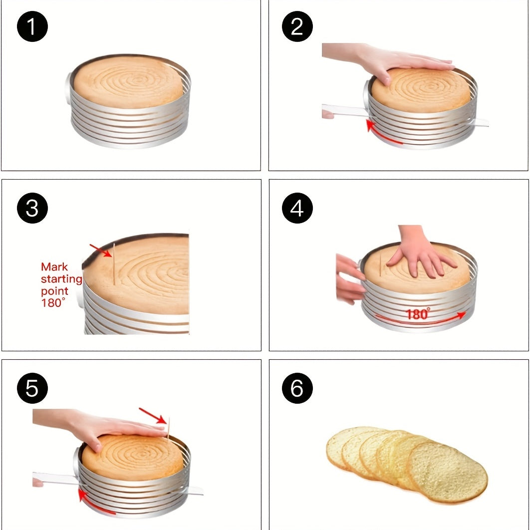 Cake Slicing Tool - Adjustable Stainless Steel Cake Cutter Ring with 7 Levels for Perfect Slices - Two Size Options Available: 15.24-20.32cm or 22.86-30.48cm