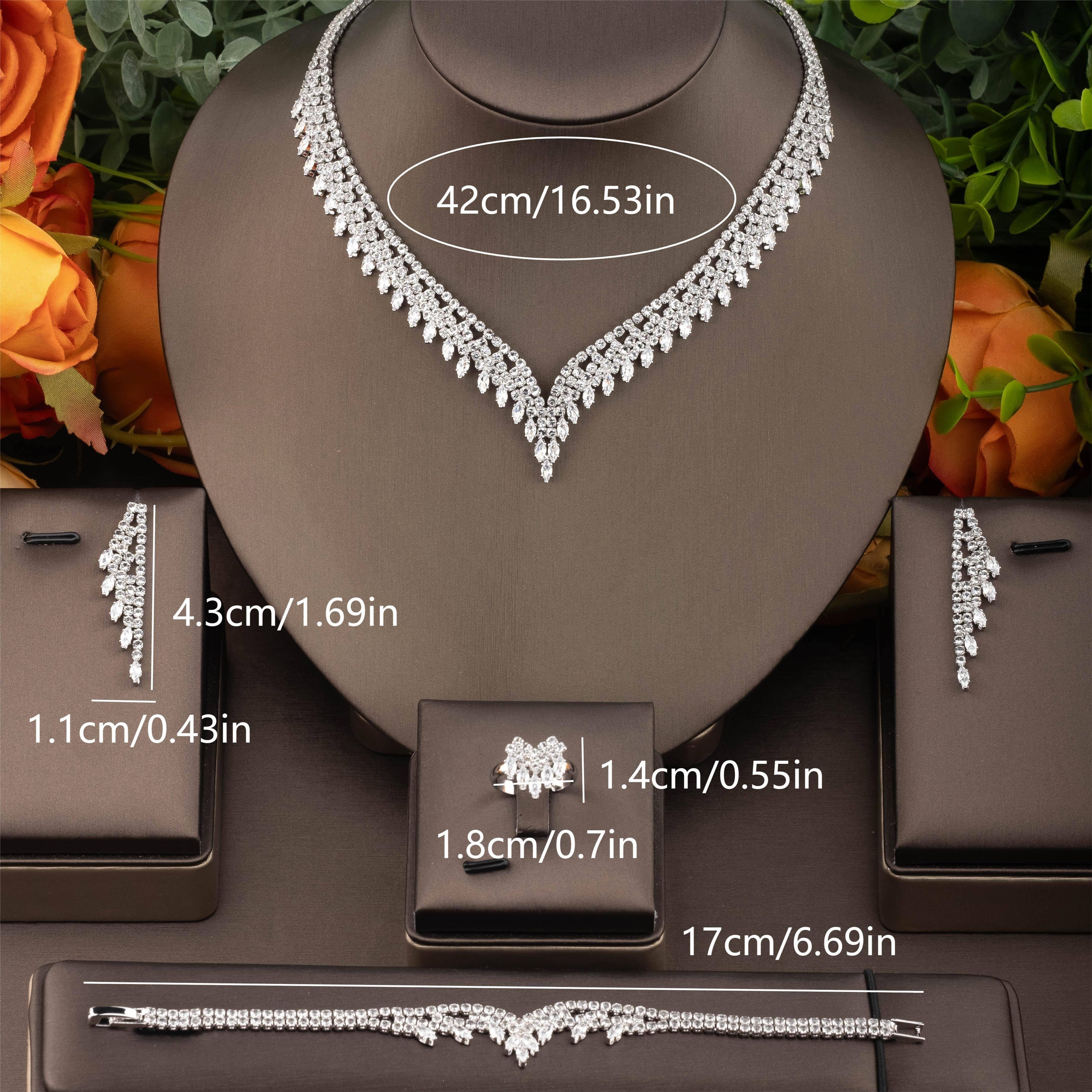 Stunning Maeye Cubic Zirconia Leaf Jewelry Set in Arabian Style for Women: Ideal for Weddings, Galas, and Parties Year-round