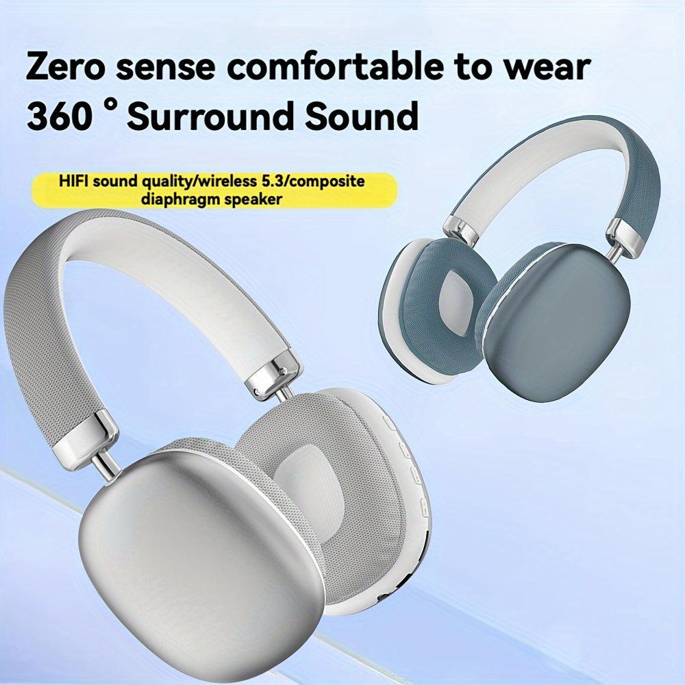 Wireless DJ headphones with 5.3 chip, long-lasting battery, 200 hours of playback time, comfortable protein ear cushions, 360° surround sound, noise-canceling voice calls, volume control