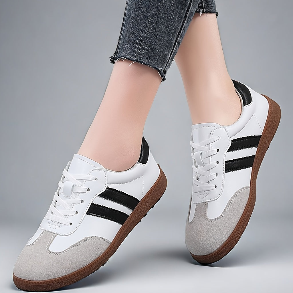 Women's colorblock sneakers with lace-up design, lightweight and comfortable for walking.