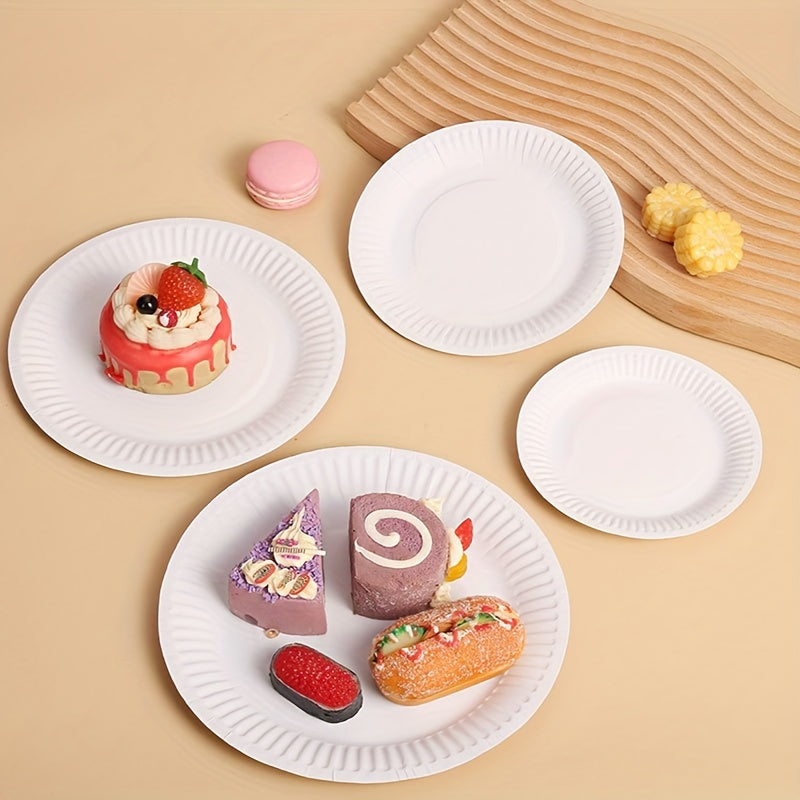 EcoPals Disposable Paper Plates Set of 50 - Includes 15.24/17.78/22.86 cm Round Uncoated Compostable Plates - Leak-Proof, Ideal for Snacks, Salads, Holidays, and DIY Crafts - Perfect for Christmas, Halloween, Easter, Hanukkah, and Thanksgiving