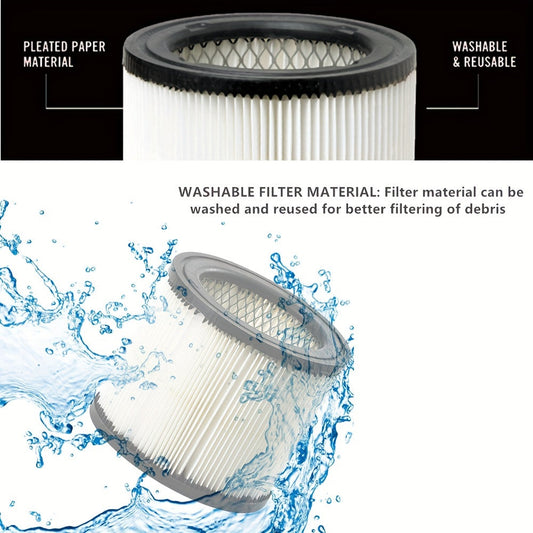 Craftsman 1-Pack Replacement HEPA Filter, Compatible with CMXZVBE38752, Cartridge Filter designed for Wet/Dry Vacuums from 2002-2004, including Wall-Mount & Hang-Up Shop Vacuums, featuring a construction of Pleated Paper & Metal Mesh.