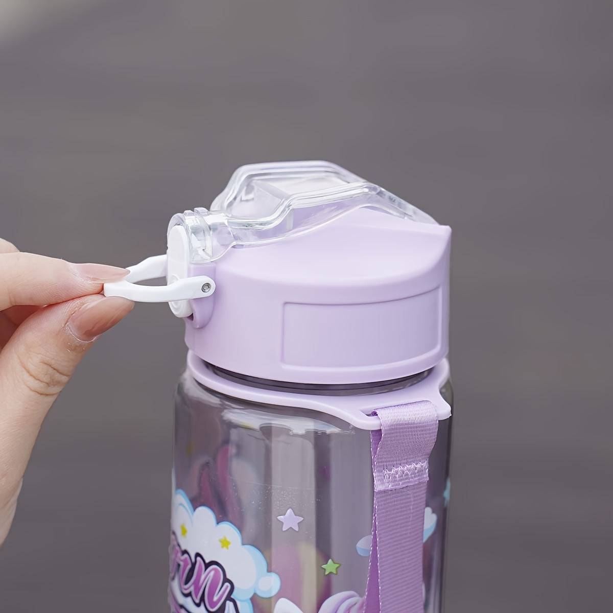 Pony-themed 25oz leakproof water bottle with straw is ideal for camping, travel, and fitness. Durable plastic, PVC-free, perfect for Christmas and Halloween. Hand wash only.