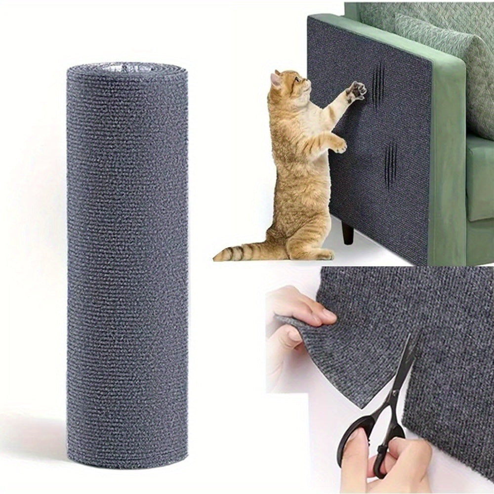 Self-adhesive cat scratching mat protects furniture with customizable sisal pad for couches, sofas, and carpets.