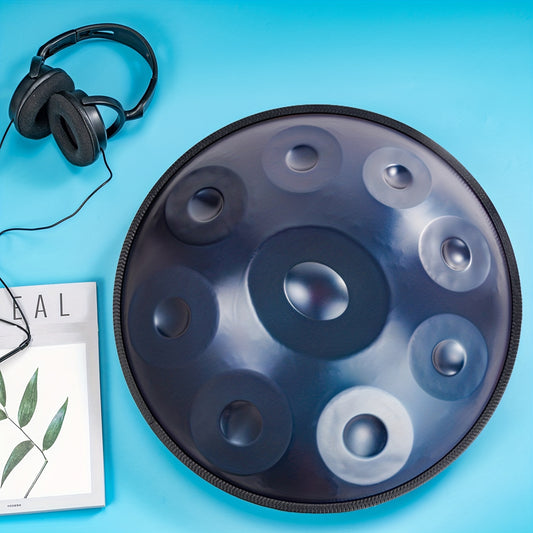 HANPLATE Handpan Drum in D Minor, includes carrying bag, mallets, holder, and wiping cloth for professional use or spiritual activities like healing, yoga, and meditation.